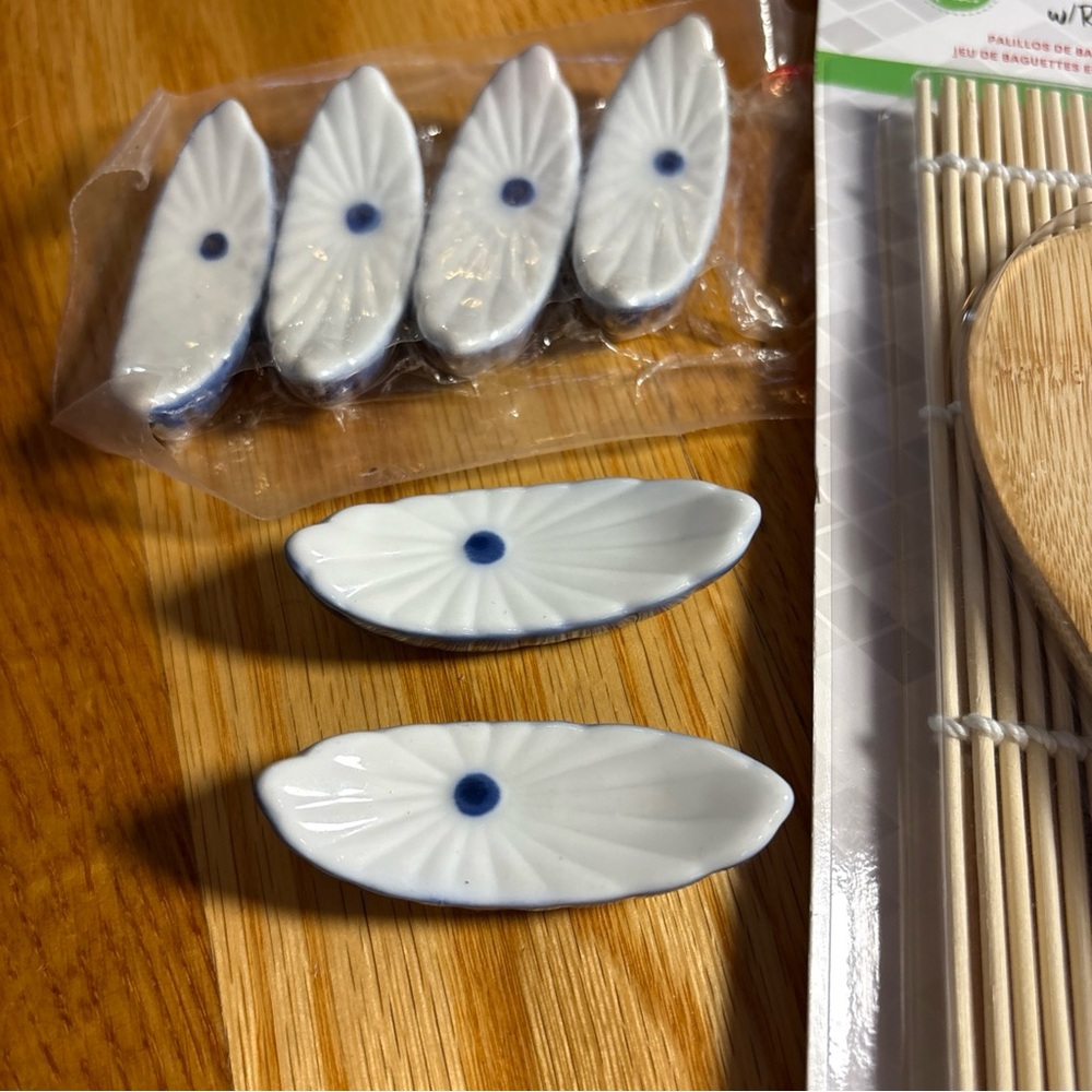 Bamboo Sushi Making Kit with Chopsticks and Rice Paddle Vintage  Chopstick rest